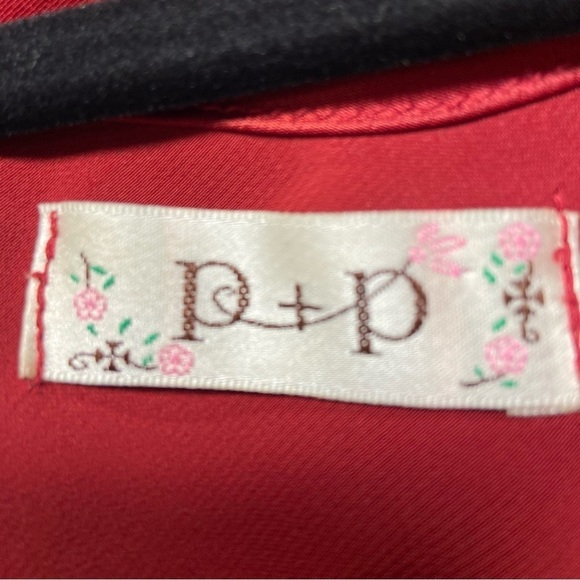 Vintage Red Satin Slip Dress Appliquéd Daisy Trim Midi 1 Tiny Flaw Size Small - Picture 8 of 14